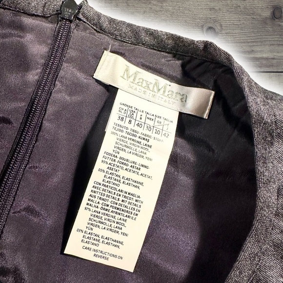 Max Mara Dark Charcoal Gray ‘Ragazza’ Jersey Knit Sleeve Pure Wool Dress Size 8 - Picture 5 of 16